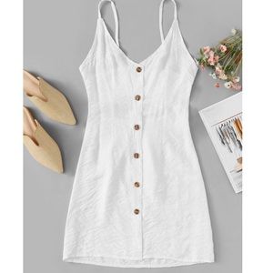 NWOT solid button front strap dress